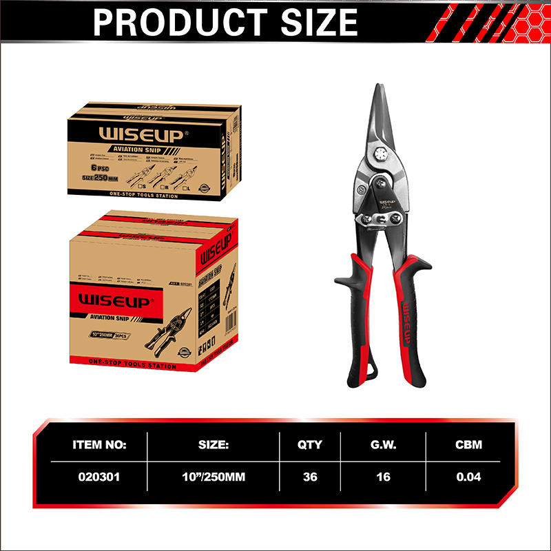 WISEUP Tin Snips for Cutting Metal Sheet Heavy Duty Straight Cut 10-inch  Aviation Snips With Double Lever,Industrial CR-V Metal Cutter